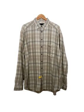 Vintage McNeal shirt button down plaid neutral beige white 100% cotton Large